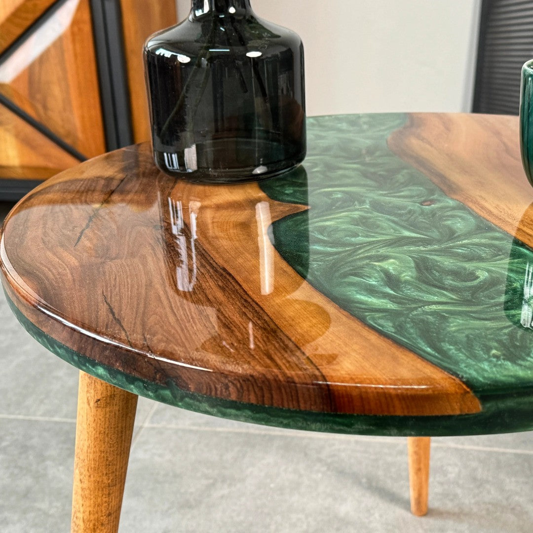 Round Live Edge Resin Coffee Table