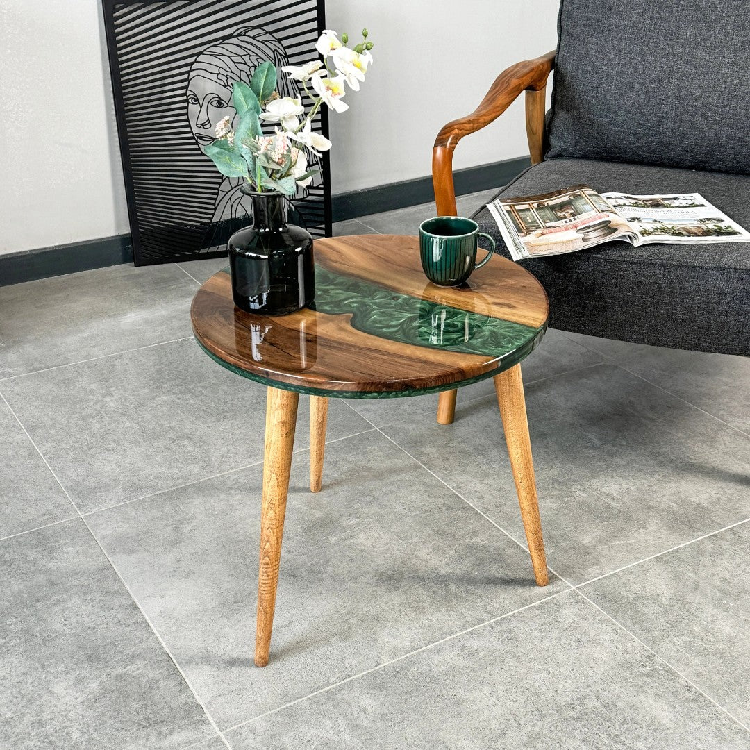 Round Live Edge Resin Coffee Table
