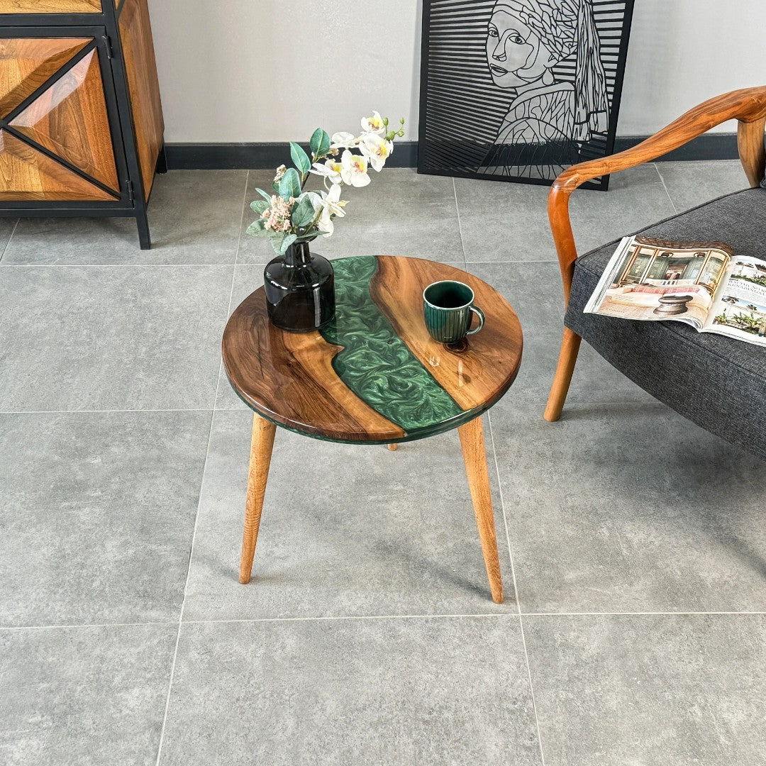 Round Live Edge Resin Coffee Table