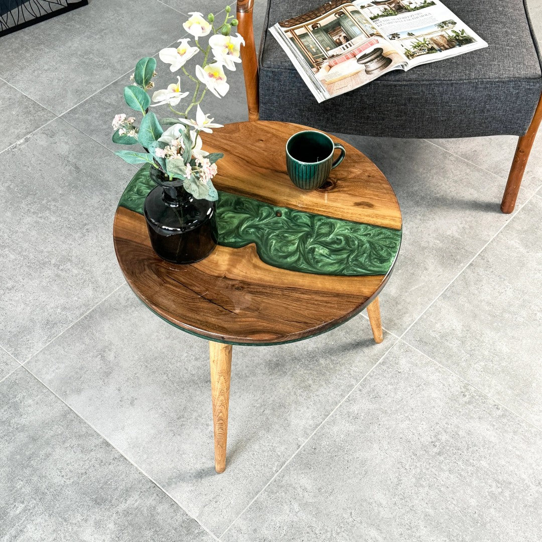 Round Live Edge Resin Coffee Table
