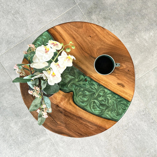 Round Live Edge Resin Coffee Table